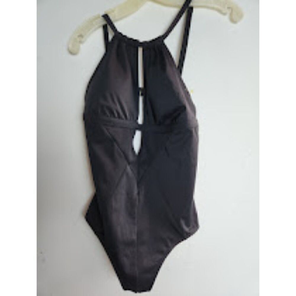 NWT Adore Me Black High Neck Open Front/Racer Back 1 Piece Swimsuit size Large